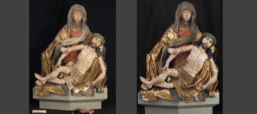 Pieta, 16. Jhd, Privatsammlung. <br>Ausführung in Zusammenarbeit mit "Döll-Restaurierung, Eschwege":https://www.doell-restaurierung.de/